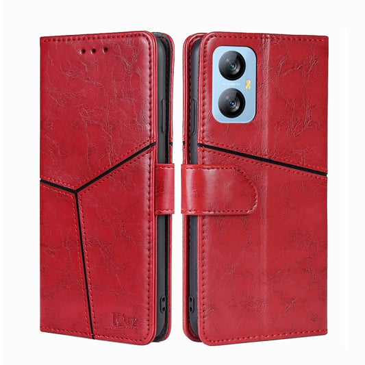 For Blackview A52 Geometric Stitching Flip Leather Phone Case(Red) - More Brand by buy2fix | Online Shopping UK | buy2fix