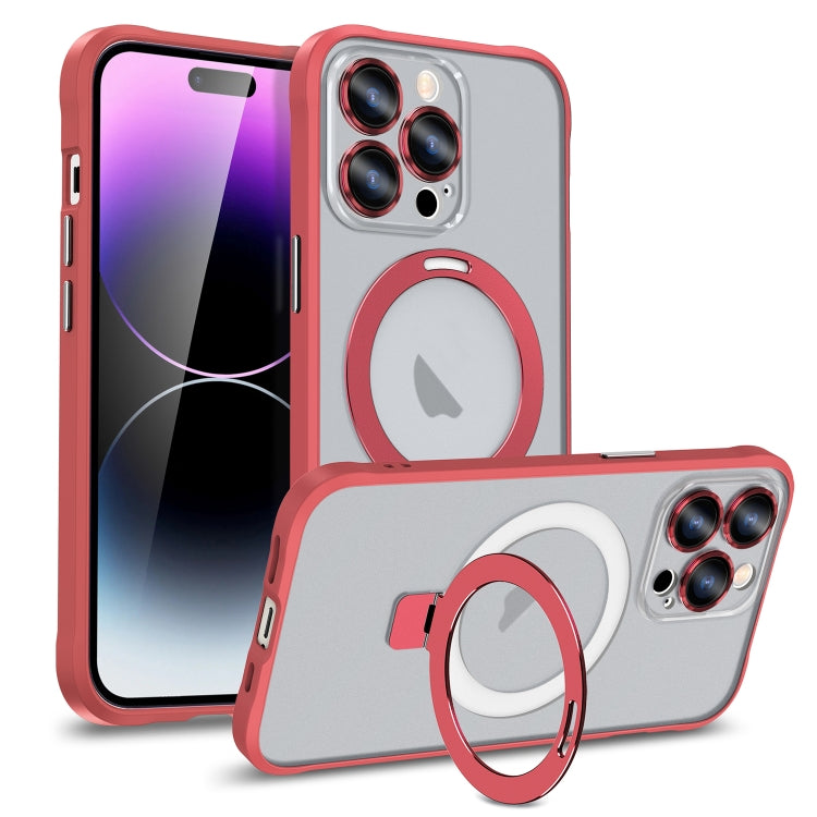 For iPhone 13 Pro Metal Eyes Series MagSafe Magnetic Holder Phone Case(Red) - iPhone 13 Pro Cases by buy2fix | Online Shopping UK | buy2fix