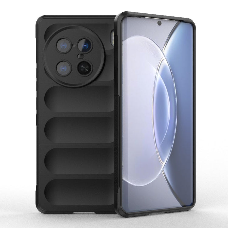 For vivo X90 Pro 5G Magic Shield TPU + Flannel Phone Case(Black) - vivo Cases by buy2fix | Online Shopping UK | buy2fix