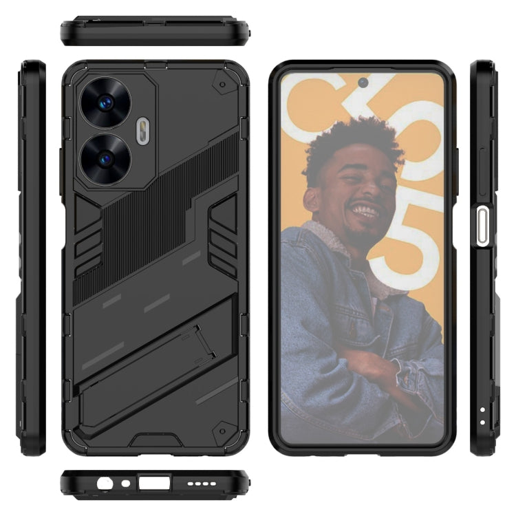 For Realme C55 Punk Armor 2 in 1 PC + TPU Shockproof Phone Case with Invisible Holder(Black) - Realme Cases by buy2fix | Online Shopping UK | buy2fix