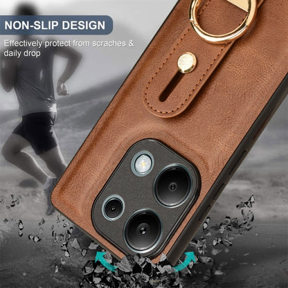 For Xiaomi Redmi Note 13 Pro 4G Wristband Leather Back Phone Case(Brown) - Note 13 Pro Cases by buy2fix | Online Shopping UK | buy2fix