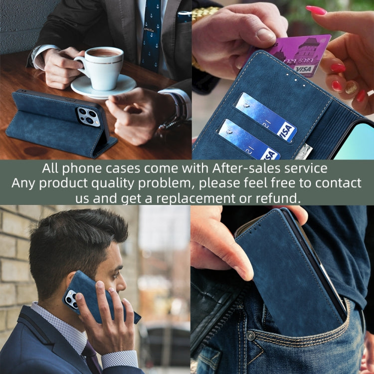 For Blackview A85 RFID Anti-theft Brush Magnetic Leather Phone Case(Blue) - More Brand by buy2fix | Online Shopping UK | buy2fix