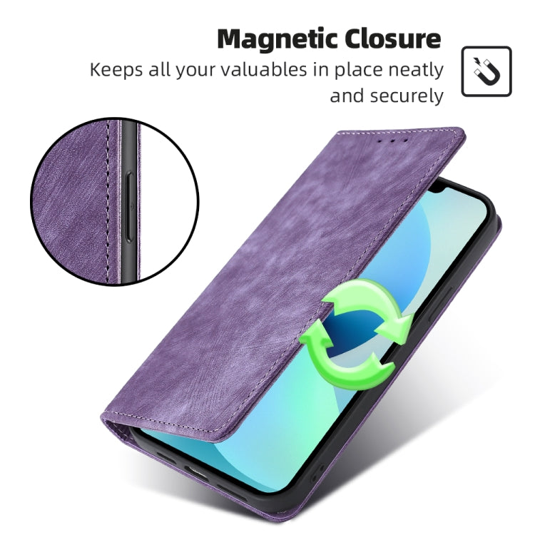 For Blackview A85 RFID Anti-theft Brush Magnetic Leather Phone Case(Purple) - More Brand by buy2fix | Online Shopping UK | buy2fix