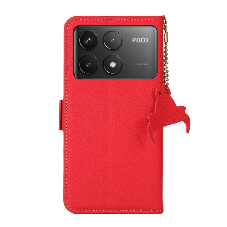 For Xiaomi Redmi K70 Side-Magnetic TJ Genuine Leather RFID Phone Case(Red) - K70 Cases by buy2fix | Online Shopping UK | buy2fix