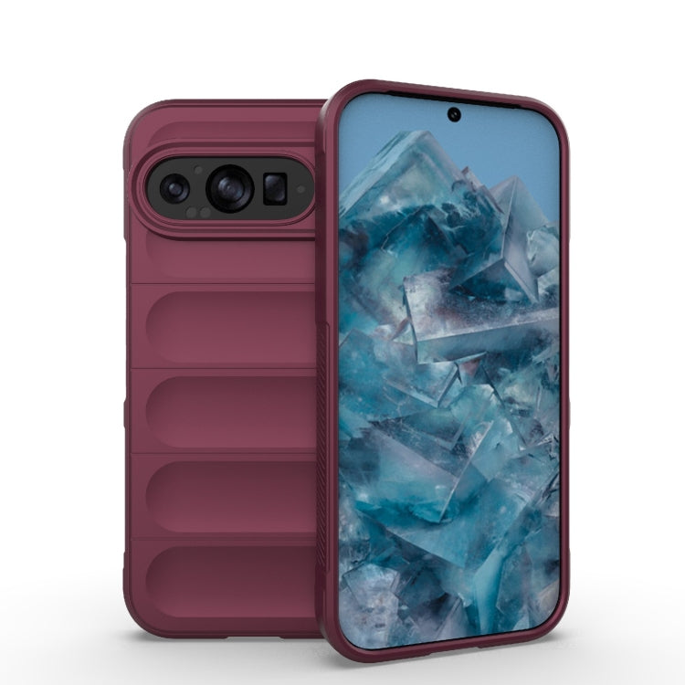 For Google Pixel 9 Pro 5G Magic Shield TPU + Flannel Phone Case(Wine Red) - Google Cases by buy2fix | Online Shopping UK | buy2fix