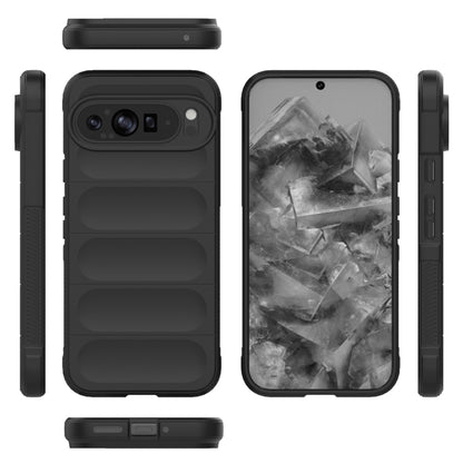 For Google Pixel 9 Pro XL 5G Magic Shield TPU + Flannel Phone Case(Black) - Google Cases by buy2fix | Online Shopping UK | buy2fix