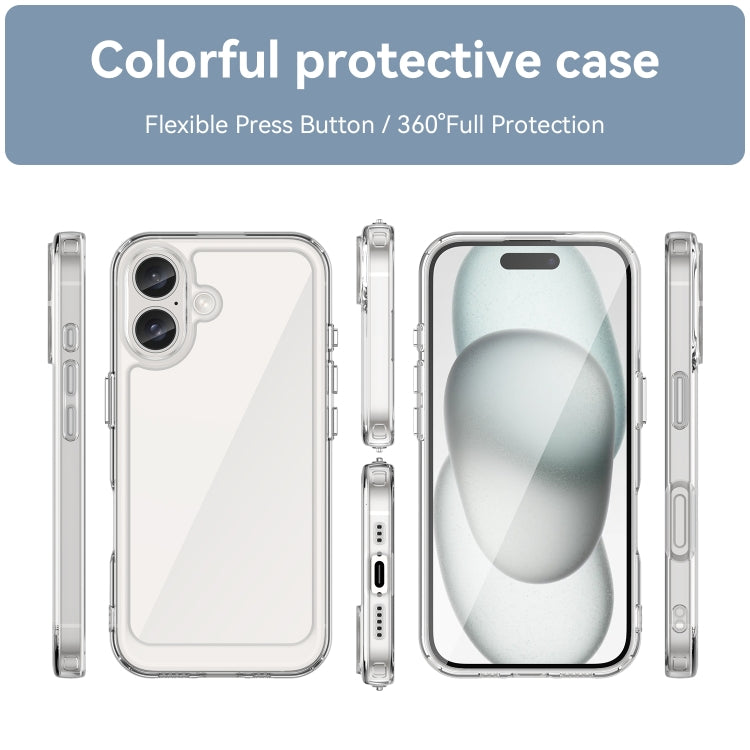 For iPhone 16 Colorful Series Acrylic + TPU Phone Case(Transparent) - iPhone 16 Cases by buy2fix | Online Shopping UK | buy2fix