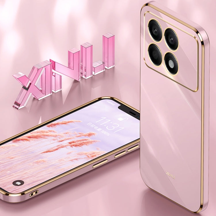 For Xiaomi Redmi K70E XINLI Straight Edge 6D Electroplate TPU Phone Case(Pink) - K70E Cases by XINLI | Online Shopping UK | buy2fix