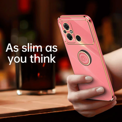 For Xiaomi Poco C55 4G XINLI Straight Edge 6D Electroplate TPU Phone Case with Ring Holder(Pink) - Xiaomi Cases by XINLI | Online Shopping UK | buy2fix