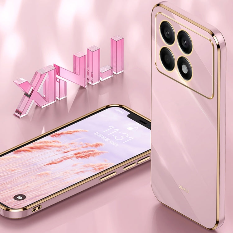 For Xiaomi Redmi K70 XINLI Straight Edge 6D Electroplate TPU Phone Case with Ring Holder(White) - K70 Cases by XINLI | Online Shopping UK | buy2fix