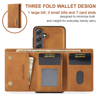 For Samsung Galaxy S24 5G DG.MING M1 Series 3-Fold Multi Card Wallet + Magnetic Phone Case(Brown) - Galaxy S24 5G Cases by DG.MING | Online Shopping UK | buy2fix