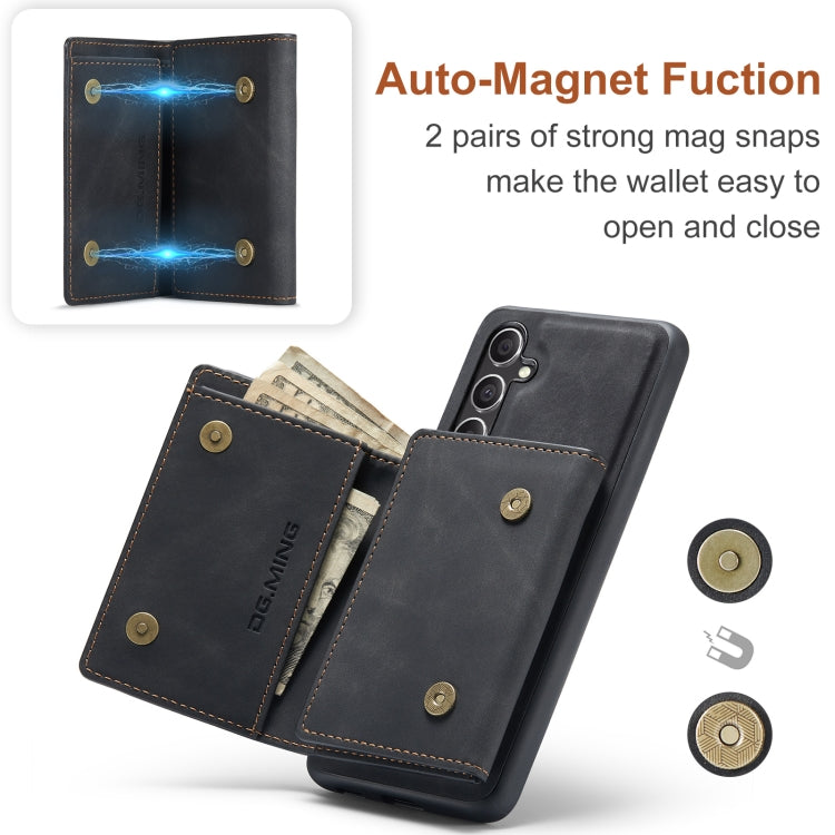 For Samsung Galaxy A35 5G DG.MING M1 Series 3-Fold Multi Card Wallet + Magnetic Phone Case(Black) - Galaxy Phone Cases by DG.MING | Online Shopping UK | buy2fix