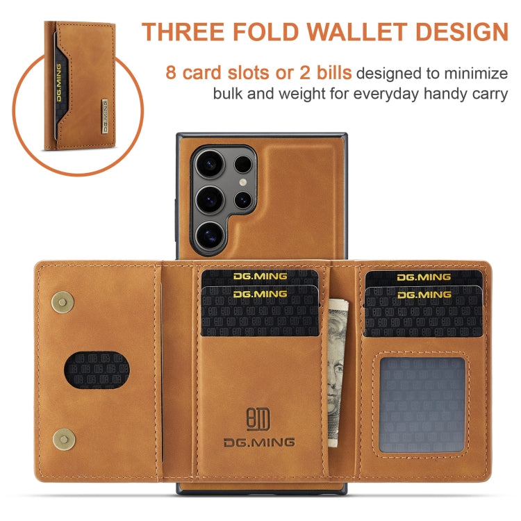 For Samsung Galaxy S24 Ultra 5G DG.MING M2 Series 3-Fold Multi Card Bag + Magnetic Phone Case(Brown) - Galaxy S24 Ultra 5G Cases by DG.MING | Online Shopping UK | buy2fix