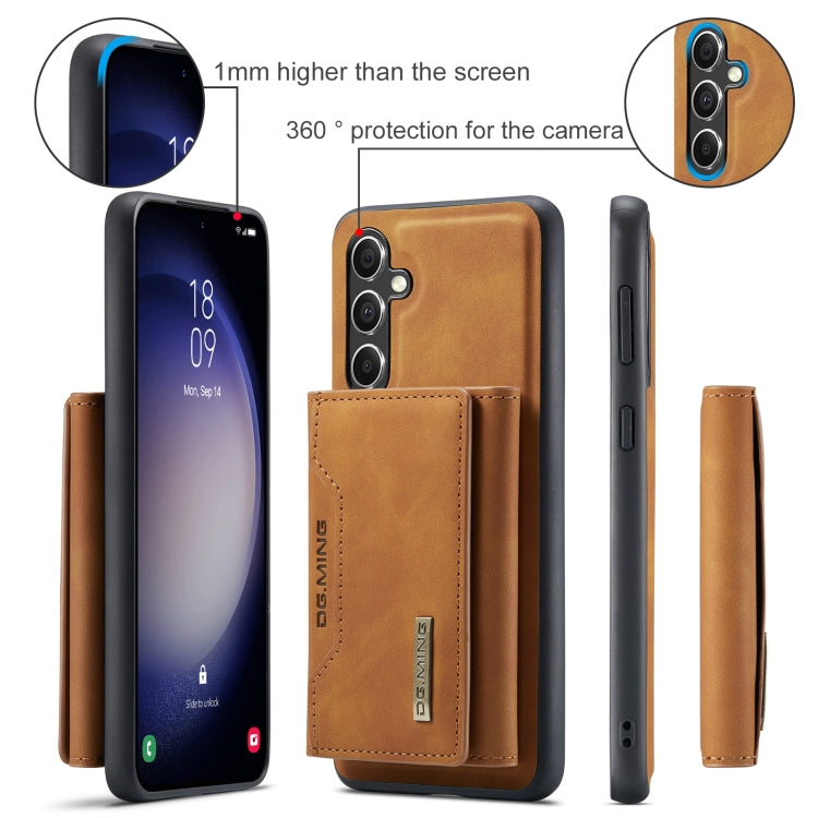 For Samsung Galaxy A55 5G DG.MING M2 Series 3-Fold Multi Card Bag + Magnetic Phone Case(Brown) - Galaxy Phone Cases by DG.MING | Online Shopping UK | buy2fix