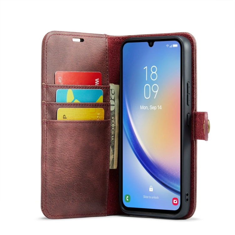 For Samsung Galaxy A34 5G DG.MING Crazy Horse Texture Detachable Magnetic Leather Case(Red) - Galaxy Phone Cases by DG.MING | Online Shopping UK | buy2fix