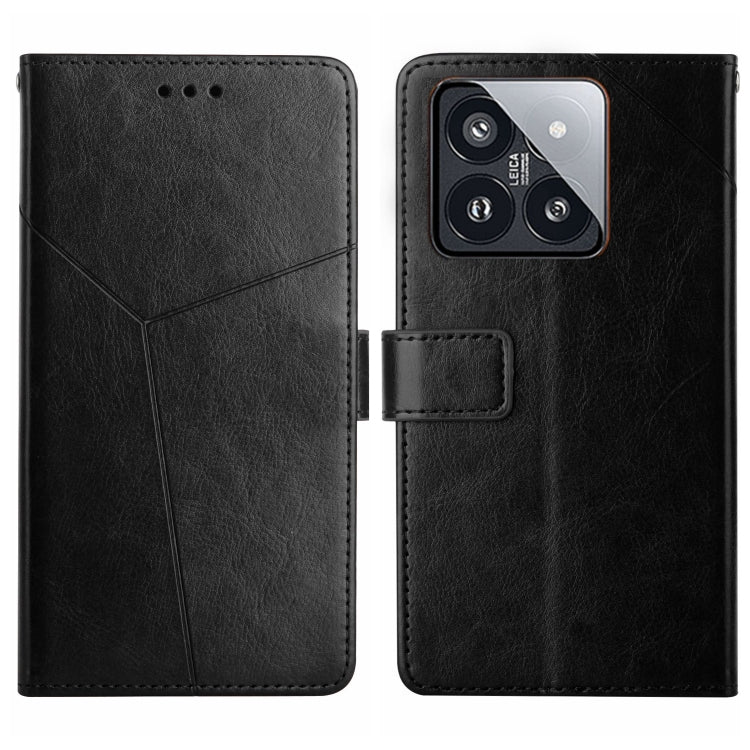 For Xiaomi 14 Pro Y-shaped Pattern Flip Leather Phone Case(Black) - 14 Pro Cases by buy2fix | Online Shopping UK | buy2fix