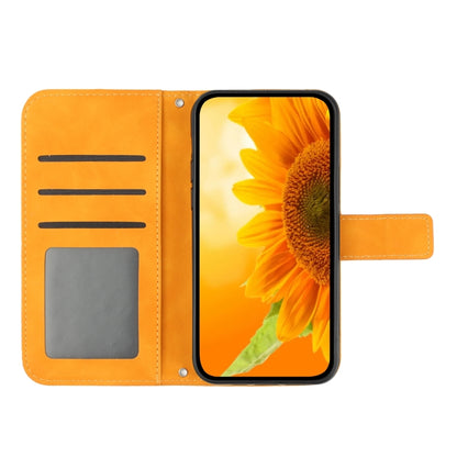 For Xiaomi 14 Pro Skin Feel Sun Flower Embossed Flip Leather Phone Case with Lanyard(Yellow) - 14 Pro Cases by buy2fix | Online Shopping UK | buy2fix