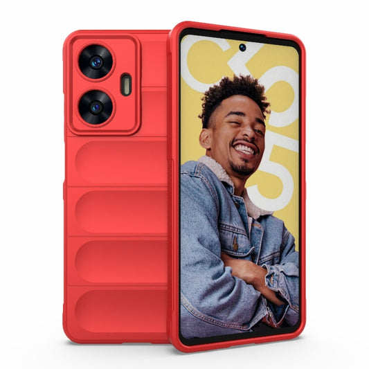 For Realme C55 4G Magic Shield TPU + Flannel Phone Case(Red) - Realme Cases by buy2fix | Online Shopping UK | buy2fix