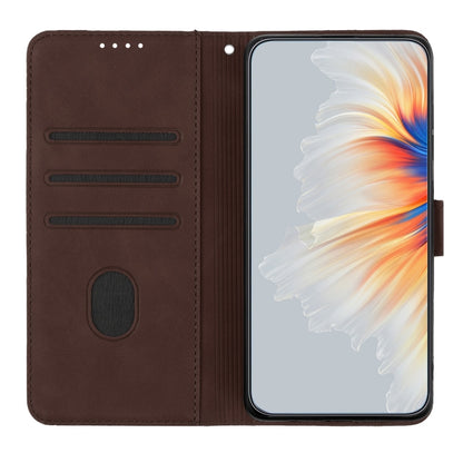 For OnePlus 12 Heart Pattern Skin Feel Leather Phone Case(Brown) - OnePlus Cases by buy2fix | Online Shopping UK | buy2fix