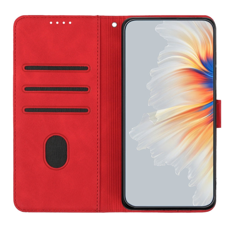 For Xiaomi Redmi K70 Heart Pattern Skin Feel Leather Phone Case(Red) - K70 Cases by buy2fix | Online Shopping UK | buy2fix