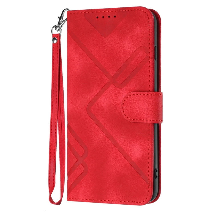 For iPhone 16 Pro Line Pattern Skin Feel Leather Phone Case(Red) - iPhone 16 Pro Cases by buy2fix | Online Shopping UK | buy2fix