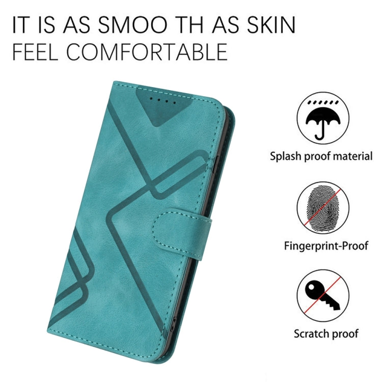 For iPhone 16 Line Pattern Skin Feel Leather Phone Case(Light Blue) - iPhone 16 Cases by buy2fix | Online Shopping UK | buy2fix