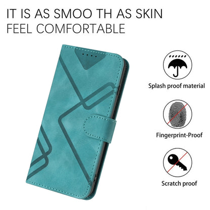 For OnePlus 12 Line Pattern Skin Feel Leather Phone Case(Light Blue) - OnePlus Cases by buy2fix | Online Shopping UK | buy2fix