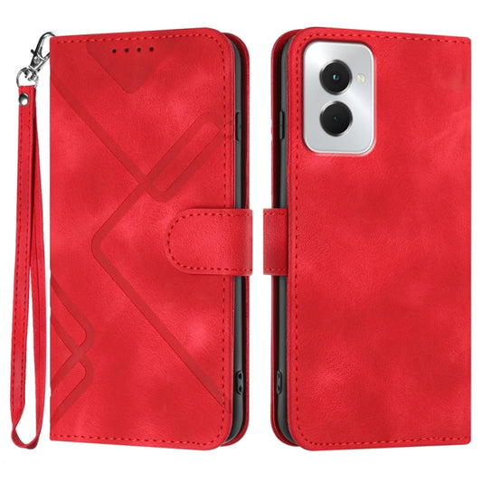 For Motorola Moto G Power 5G 2024 Line Pattern Skin Feel Leather Phone Case(Red) - Motorola Cases by buy2fix | Online Shopping UK | buy2fix