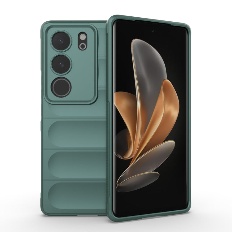 For vivo S17 Magic Shield TPU + Flannel Phone Case(Dark Green) - vivo Cases by buy2fix | Online Shopping UK | buy2fix