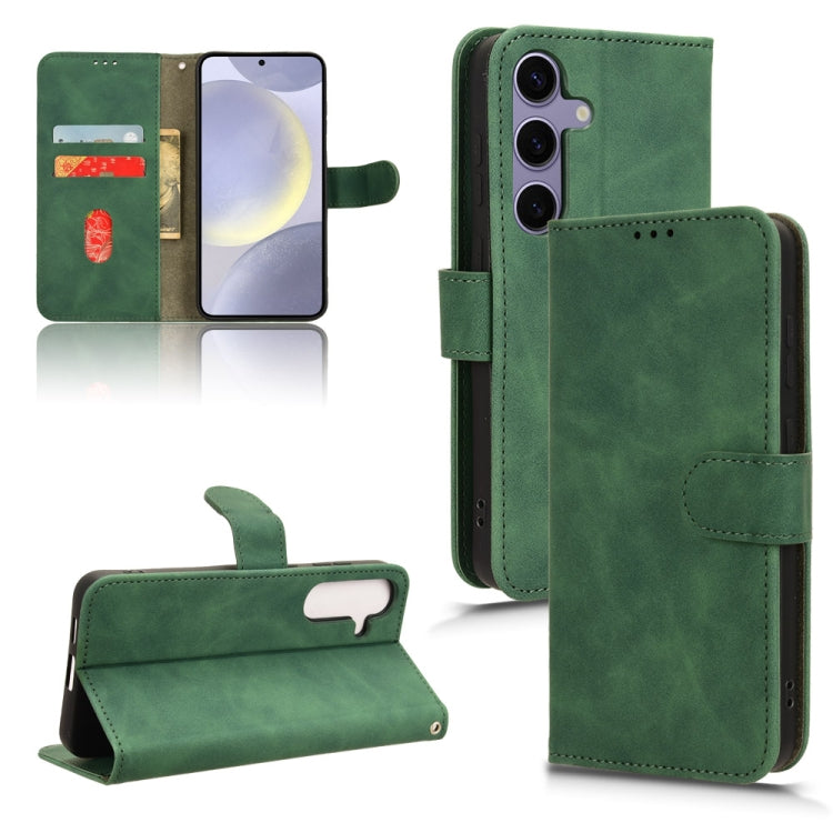 For Samsung Galaxy S24 5G Skin Feel Magnetic Flip Leather Phone Case(Green) - Galaxy S24 5G Cases by buy2fix | Online Shopping UK | buy2fix