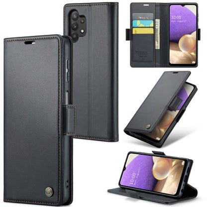 For Samsung Galaxy A32 5G / M32 5G CaseMe 023 Butterfly Buckle Litchi Texture RFID Anti-theft Leather Phone Case(Black) - Galaxy Phone Cases by CaseMe | Online Shopping UK | buy2fix