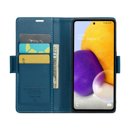 For Samsung Galaxy A72 CaseMe 023 Butterfly Buckle Litchi Texture RFID Anti-theft Leather Phone Case(Blue) - Galaxy Phone Cases by CaseMe | Online Shopping UK | buy2fix