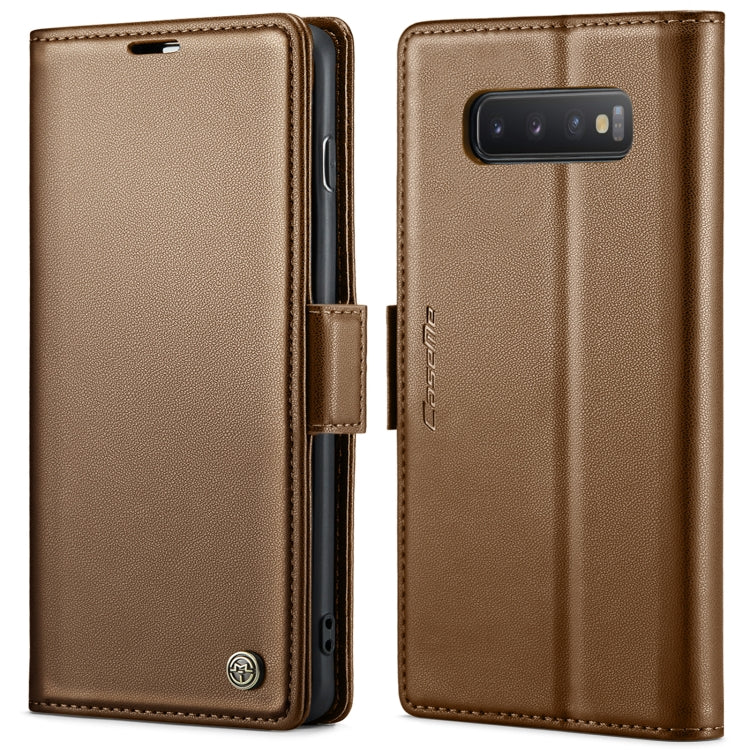 For Samsung Galaxy S10+ CaseMe 023 Butterfly Buckle Litchi Texture RFID Anti-theft Leather Phone Case(Brown) - Galaxy Phone Cases by CaseMe | Online Shopping UK | buy2fix