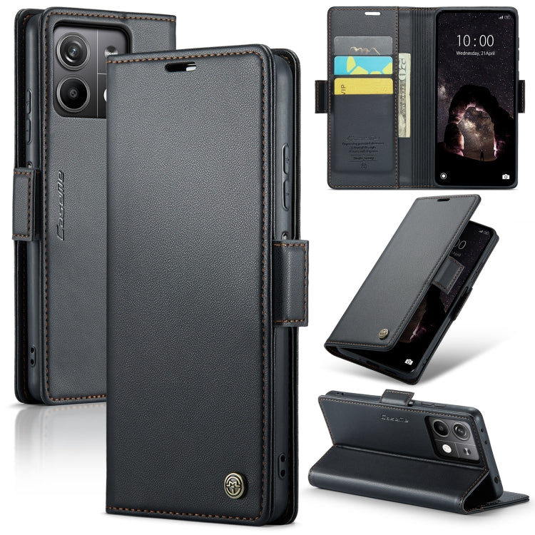 For Xiaomi Redmi Note 13 5G CaseMe 023 Butterfly Buckle Litchi Texture RFID Anti-theft Leather Phone Case(Black) - Note 13 Cases by CaseMe | Online Shopping UK | buy2fix