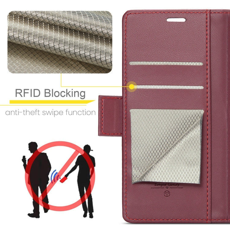 For Xiaomi Redmi Note 13 Pro+ 5G CaseMe 023 Butterfly Buckle Litchi Texture RFID Anti-theft Leather Phone Case(Wine Red) - Xiaomi Cases by CaseMe | Online Shopping UK | buy2fix