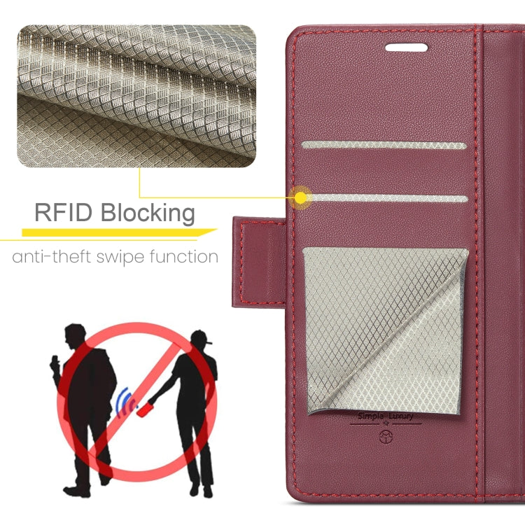 For Xiaomi Poco X6 Pro 5G/Redmi K70E 5G CaseMe 023 Butterfly Buckle Litchi Texture RFID Anti-theft Leather Phone Case(Wine Red) - K70E Cases by CaseMe | Online Shopping UK | buy2fix