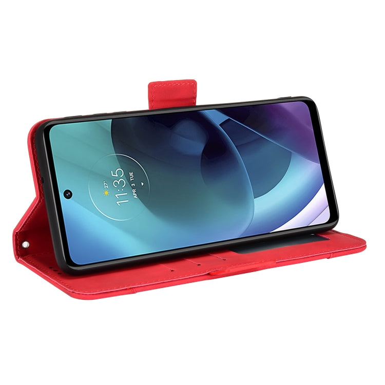 For Motorola Moto G52J 5G Skin Feel Calf Texture Card Slots Leather Phone Case(Red) - Motorola Cases by buy2fix | Online Shopping UK | buy2fix