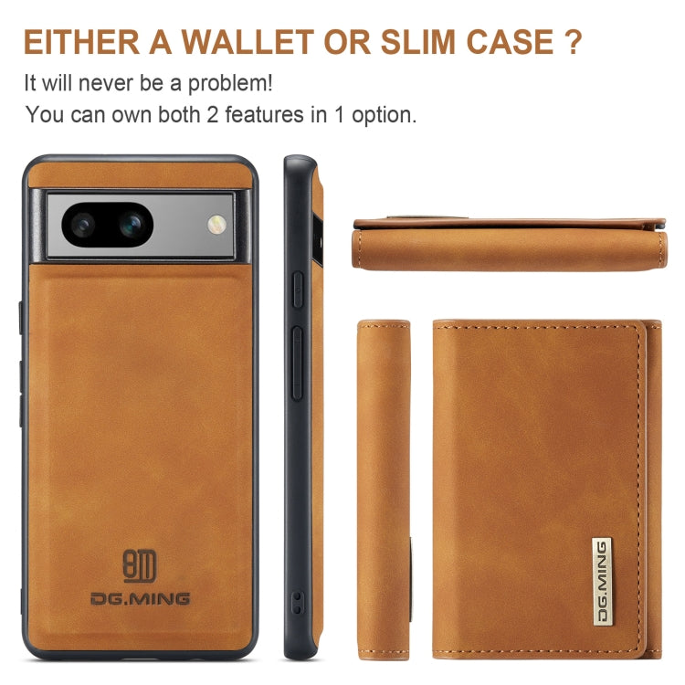 For Google Pixel 7A DG.MING M1 Series 3-Fold Multi Card Wallet + Magnetic Phone Case(Brown) - Google Cases by DG.MING | Online Shopping UK | buy2fix