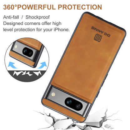 For Google Pixel 7A DG.MING M1 Series 3-Fold Multi Card Wallet + Magnetic Phone Case(Brown) - Google Cases by DG.MING | Online Shopping UK | buy2fix