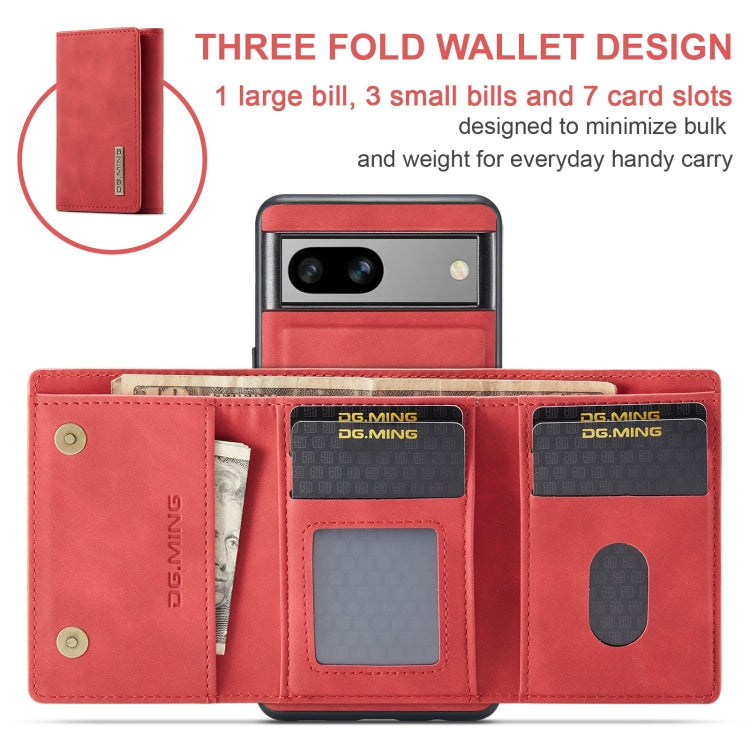 For Google Pixel 8A DG.MING M1 Series 3-Fold Multi Card Wallet + Magnetic Phone Case(Red) - Google Cases by DG.MING | Online Shopping UK | buy2fix