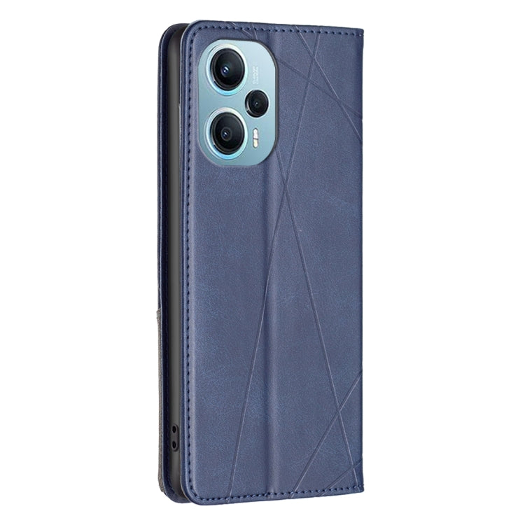 For Xiaomi Poco F5 5G / Redmi Note 12 Turbo Rhombus Texture Magnetic Leather Phone Case(Blue) - Xiaomi Cases by buy2fix | Online Shopping UK | buy2fix