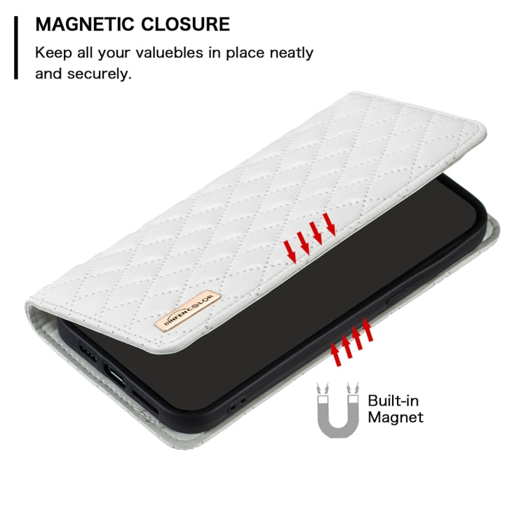 For Xiaomi Redmi K70 / K70 Pro Diamond Lattice Magnetic Leather Flip Phone Case(White) - K70 Pro Cases by buy2fix | Online Shopping UK | buy2fix