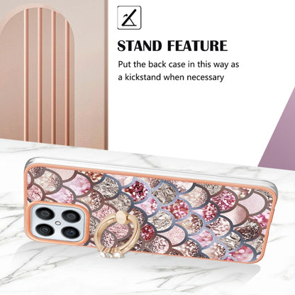 For Honor X8 4G Electroplating IMD TPU Phone Case with Ring(Pink Scales) - Honor Cases by buy2fix | Online Shopping UK | buy2fix