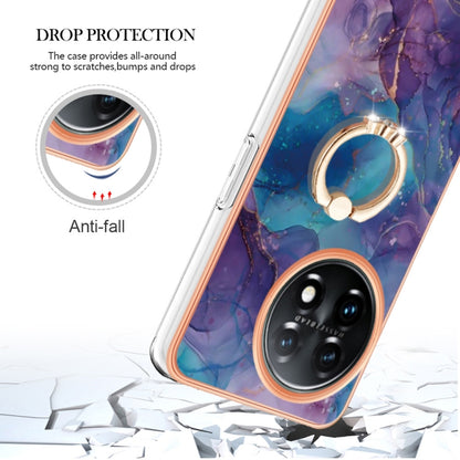 For OnePlus 11 Electroplating Marble Dual-side IMD Phone Case with Ring(Purple 016) - OnePlus Cases by buy2fix | Online Shopping UK | buy2fix