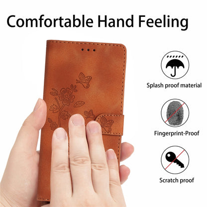 For iPhone 16 Pro Max Flower Butterfly Embossing Pattern Leather Phone Case(Brown) - iPhone 16 Pro Max Cases by buy2fix | Online Shopping UK | buy2fix