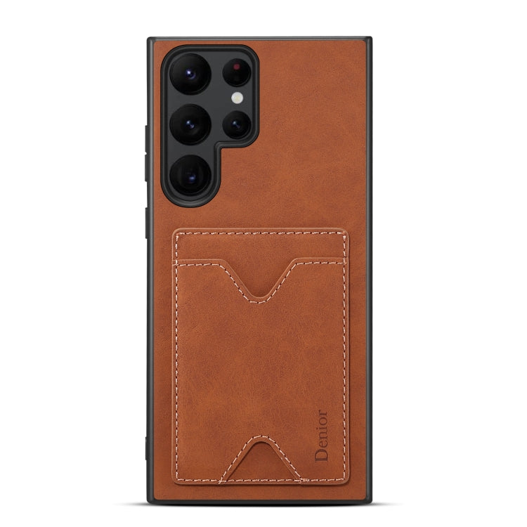 For Samsung Galaxy S24 Ultra 5G Denior PU Back Cover Card Slot Holder Phone Case(Brown) - Galaxy S24 Ultra 5G Cases by Denior | Online Shopping UK | buy2fix