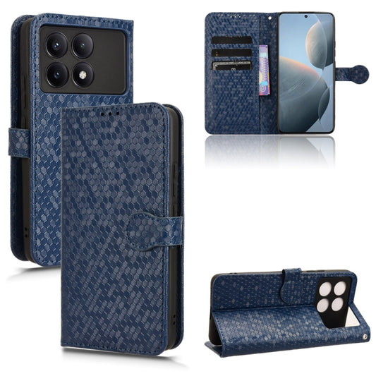 For Xiaomi Redmi K70 5G / K70 Pro 5G Honeycomb Dot Texture Leather Phone Case(Blue) - K70 Pro Cases by buy2fix | Online Shopping UK | buy2fix