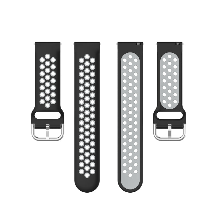 20mm Universal Sports Two Colors Silicone Replacement Strap Watchband(Black Grey) - Watch Bands by buy2fix | Online Shopping UK | buy2fix