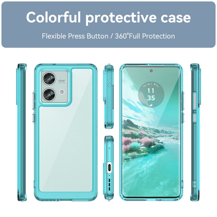 For Motorola Edge 40 Neo Colorful Series Acrylic Hybrid TPU Phone Case(Transparent Blue) - Motorola Cases by buy2fix | Online Shopping UK | buy2fix