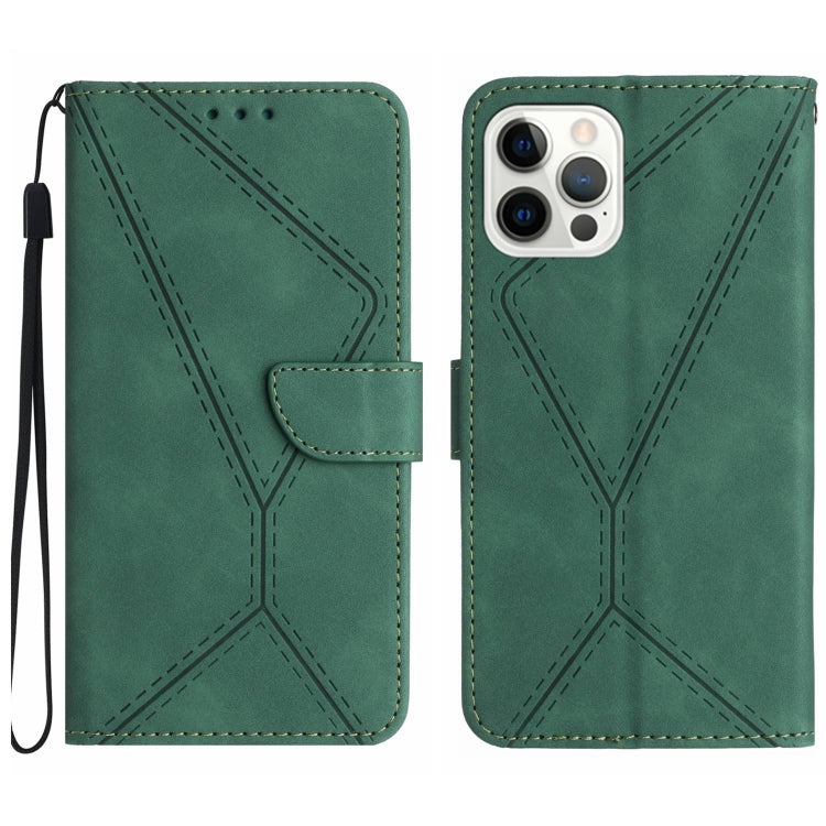 For iPhone 16 Pro Stitching Embossed Leather Phone Case(Green) - iPhone 16 Pro Cases by buy2fix | Online Shopping UK | buy2fix